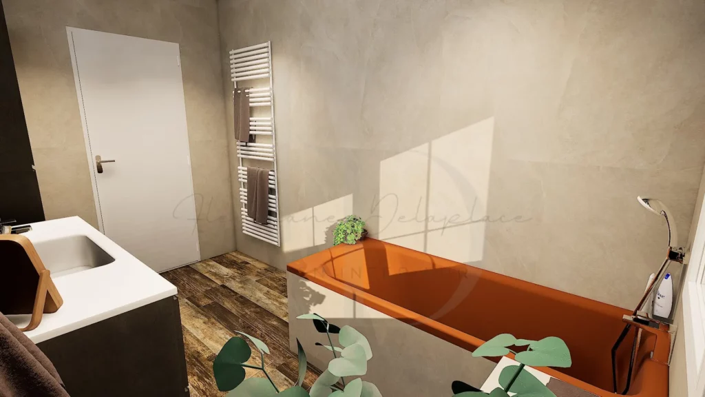 Salle de bains baignoire après