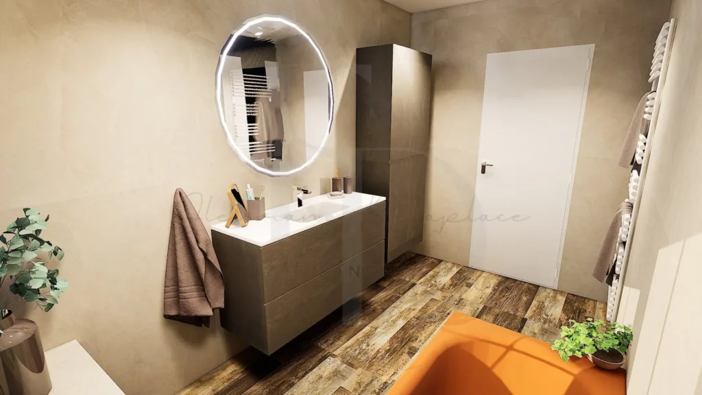 Salle de bains baignoire après