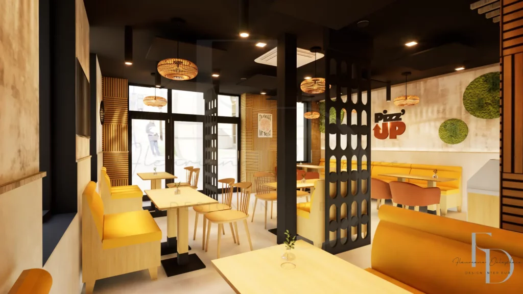 aménagement restaurant pizzeria salle